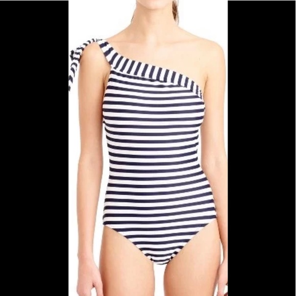 J. Crew Swim J Crew One Shoulder Striped One Piece Swim Suit Poshmark